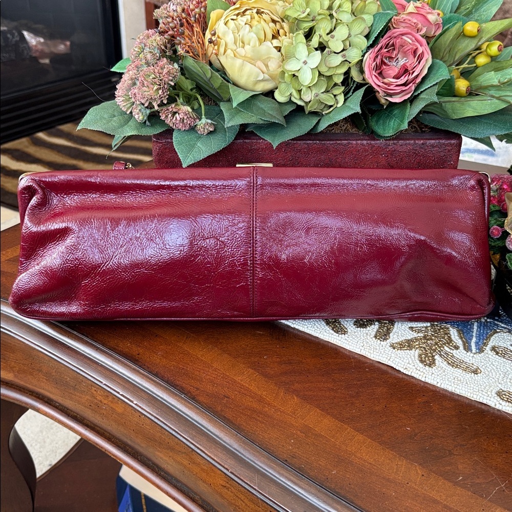 Hobo International Vintage Red Patent Leather Long Clutch Bag Chain Coin Purse - Picture 5 of 14